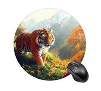 Tigers in The Mountains Round Mouse Mat 20CM Desk Pad Non-Slip Rubber Gaming Mousepad Desktop Mousemat