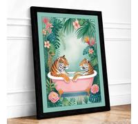 Tigers in the Tropics Eclectic Framed Wall Art Print A1 Black