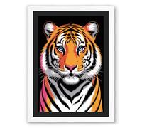 Tiger's Intense Gaze Modern Framed Wall Art Print A1 (84.1×59.4cm) White, Wall Decor for Living Room, Bedroom, Office & Home, Ready to Hang, Art Gift