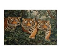 Tigers on Forest Placemats, Set of 6 Table Mats for Dining Tables, 12×18 Inches Anti-Skid Heat Resistant Kitchen Table Place Mats