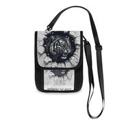 Tigers Peering Through Wall Travel Wallet Passport Holder Travel Wallet Organizer Slim Lightweight Crossbody Bag with Adjustable Strap