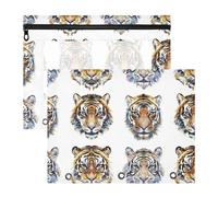 Tigers Pencil Bag Pouches with Zipper 3 Hole Pocket for A4 Paper Letter 2 Pack Teacher Office Supplies