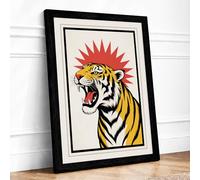Tiger's Roar Graphic Art Framed Wall Art Print A1 Black