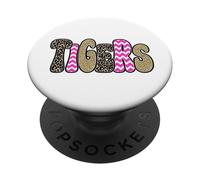 Tigers School Spirit Game Day Tiger Pride Leopard Print Pink PopSockets Adhesive PopGrip