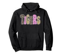Tigers School Spirit Game Day Tiger Pride Leopard Print Pink Pullover Hoodie