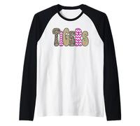 Tigers School Spirit Game Day Tiger Pride Leopard Print Pink Raglan Baseball Tee