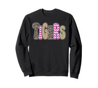 Tigers School Spirit Game Day Tiger Pride Leopard Print Pink Sweatshirt