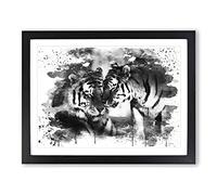 Tigers Vol.2 V4 Modern Framed Print | A2 Black Framed Wall Art | Ready to Hang | Modern Animal Picture | Living Room Bedroom Lounge Office