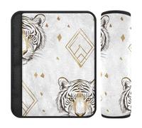 Tigers White Gold 2 Pack seat Belt Covers for Adults Stop seat Belt Cutting into Neck for Backpack forro para cinturon de seguridad