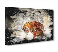 Tigers Winter Forest Canvas Print | Gallery Wrapped 30mm Frame Wall Art | 30x20 inches | Ready to Hang | Modern Landscape Picture | Living Room Bedroom Lounge Office