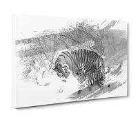 Tigers Winter Forest V1 Canvas Print | Gallery Wrapped 30mm Frame Wall Art | 20x14 inches | Ready to Hang | Modern Landscape Picture | Living Room Bedroom Lounge Office