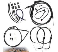 TIGERSGATE 16" Ape Hanger Dyna Cables Kit Handlebar Extensions for 2012-2017 Street Fat Bob/Low Rider/Super Sport Wide Glide/Switchback with ABS & Single Front Disc (Black)