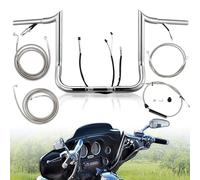 TIGERSGATE 2021-2023 Touring Pre-wired Handlebar Kit 14" Rise 1.25" Fat Ape Hanger & Clutch cable & Brake Line for 2021-2023 Harley Street Glide/Electra Glide/Ultra Limited, Chrome