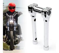 TIGERSGATE Chrome 1.25 inch Diameter Investment-cast steel Risers 12 inch Rise One-Piece Handlebar Top Clamp Kit for Harley Dyna Softail Sportster