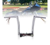 Tigersgate Pre-wired 12" Rise Road Glide Ape Hangers 1.5" Fat Handlebars with Heated Grip Wire for 2008-2013 Harley Road Glide（Chrome）