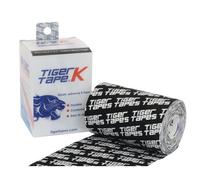 TIGERTAPES Extra Wide Kinesiology Tape - (10cm x 5m) Black & White K Tape | Water Resistant, Hypoallergenic & Stretchy | Wide Uncut Muscle Tape for Running, Sports & Injury Recovery | Single Roll
