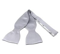 TigerTie bow tie from pure silk, color silver-gray self-bow-tie - silk bow tie + Gift box with manual