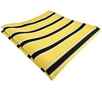 TigerTie Designer Pocket Square in Striped Pattern, Pocket Square Size 30 x 30 cm, Yellow Black White, One size