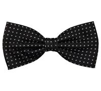 TigerTie Designer silk bow tie black silver dotted - bow tie silk