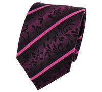 TigerTie Designer Silk Tie in Striped Pattern Width 8 cm, Purple Purple Pink Black, Krawattengröße: ca. Länge 150 cm, Breite 8 cm