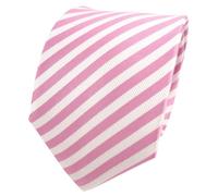 TigerTie Designer silk tie pink bright-pink white striped - tie necktie silk