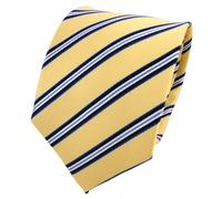 TigerTie Designer silk tie yellow light-gold blue black white striped - tie necktie silk silk