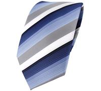 TigerTie Designer Tie in Striped Pattern - Tie Width 8 cm, Blue, dark blue, grey, white stripes, Krawattengröße: ca. Länge 150 cm, Breite 8 cm