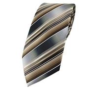 TigerTie Designer tie in striped pattern, tie width 8 cm, Brown, beige, silver, anthracite, grey., One size