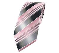 TigerTie Designer tie in striped pattern, tie width 8 cm, Pink, light pink, silver, anthracite, grey., One size