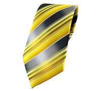 TigerTie Designer tie in striped pattern, tie width 8 cm, Yellow, gold, silver, anthracite, grey., One size