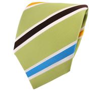 TigerTie Designer tie necktie green light green turquoise brown yellow white striped