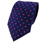 TigerTie Designer tie necktie in marine dark blue red silver dotted