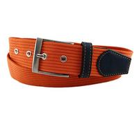 TigerTie - Fabric Belt with Stainless Steel Buckle and Genuine Leather Appliques in Plain Belt Width 40 mm Waist Width 90 cm - Orange - 110 Centimetres