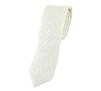 TigerTie - Narrow designer tie in plain colour - 100% linen - tie width 5.5 cm, crème-white, One size