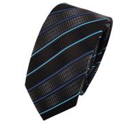 TigerTie narrow Designer tie necktie black anthracite turquoise blue striped