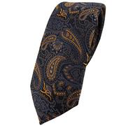TigerTie narrow Designer tie necktie in brown bronze gold blue black Paisley patterned