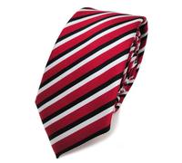 TigerTie narrow Designer tie necktie - red carmine black white striped