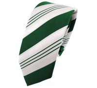 TigerTie narrow Satin tie necktie green dark green white silver striped