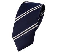 TigerTie narrow tie necktie in blue dark blue royal black white striped