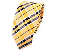 TigerTie narrow tie necktie yellow gold-yellow black silver-white checked