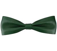 TigerTie prefabricated narrow leather bow tie bow tie in green monochrome - bow tie 100% lamb-nappa-leather + Aufbewahrungsbox