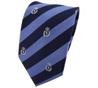 TigerTie silk tie blue dark blue silver gold striped with coat of arms - tie necktie silk