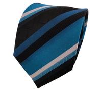 TigerTie silk tie turquoise black silver striped - tie necktie silk