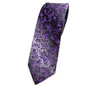 TigerTie Slim Designer Tie in Floral Pattern, Purple, dark purple, anthracite, grey silver, Krawattengröße: ca. Länge 150 cm, Breite 6 cm