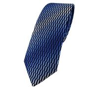 TigerTie Slim Designer Tie in Patterned - Tie Width 6 cm, Blue Dark Blue Navy Royal Silver Grey, Krawattengröße: ca. Länge 150 cm, Breite 6 cm