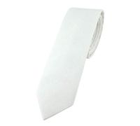 TigerTie - Slim designer tie in plain colour, 100% cotton, tie width 5.5 cm, White, Krawattengröße: ca. Länge 150 cm, Breite 5,5 cm