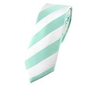 TigerTie - Slim Designer Tie in Striped, Mint white, Größe: ca. Länge 150 cm, Breite 6 cm