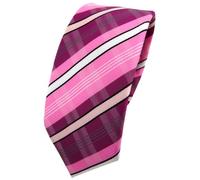 TigerTie Slim Designer Tie in Striped Pattern - Slim Cut - 6 cm Tie Width, Purple, pink, white, black, grey, Krawattengröße: ca. Länge 150 cm, Breite 6 cm