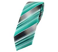 TigerTie - Slim Designer Tie in Striped Pattern - Tie Width 6 cm, Mint green silver anthracite grey, Krawattengröße: ca. Länge 150 cm, Breite 6 cm