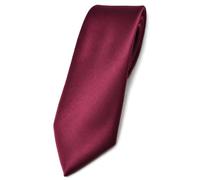TigerTie Slim Satin Tie in Plain Colours, Purple Bordeaux Purple, Krawattengröße: ca. Länge 150 cm, Breite 6 cm